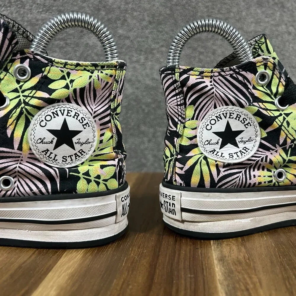 Converse CTAS Eva Lift High A00446F Youth Size 12 Palm Leaf Platform Shoes Used